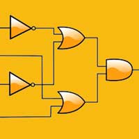 Ilustraci&oacute;n de un circuito de electronica digital con puertas logicas